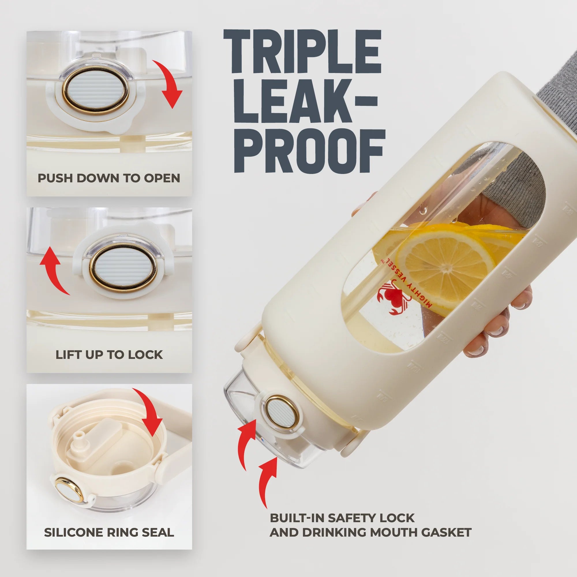 FINAL SALE - ™ SHATTER-RESISTANT GLASS WATER BOTTLE | 64 OZ